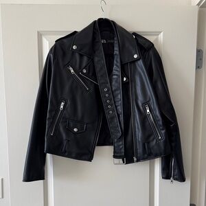 Zara Black Leather Biker Jacket